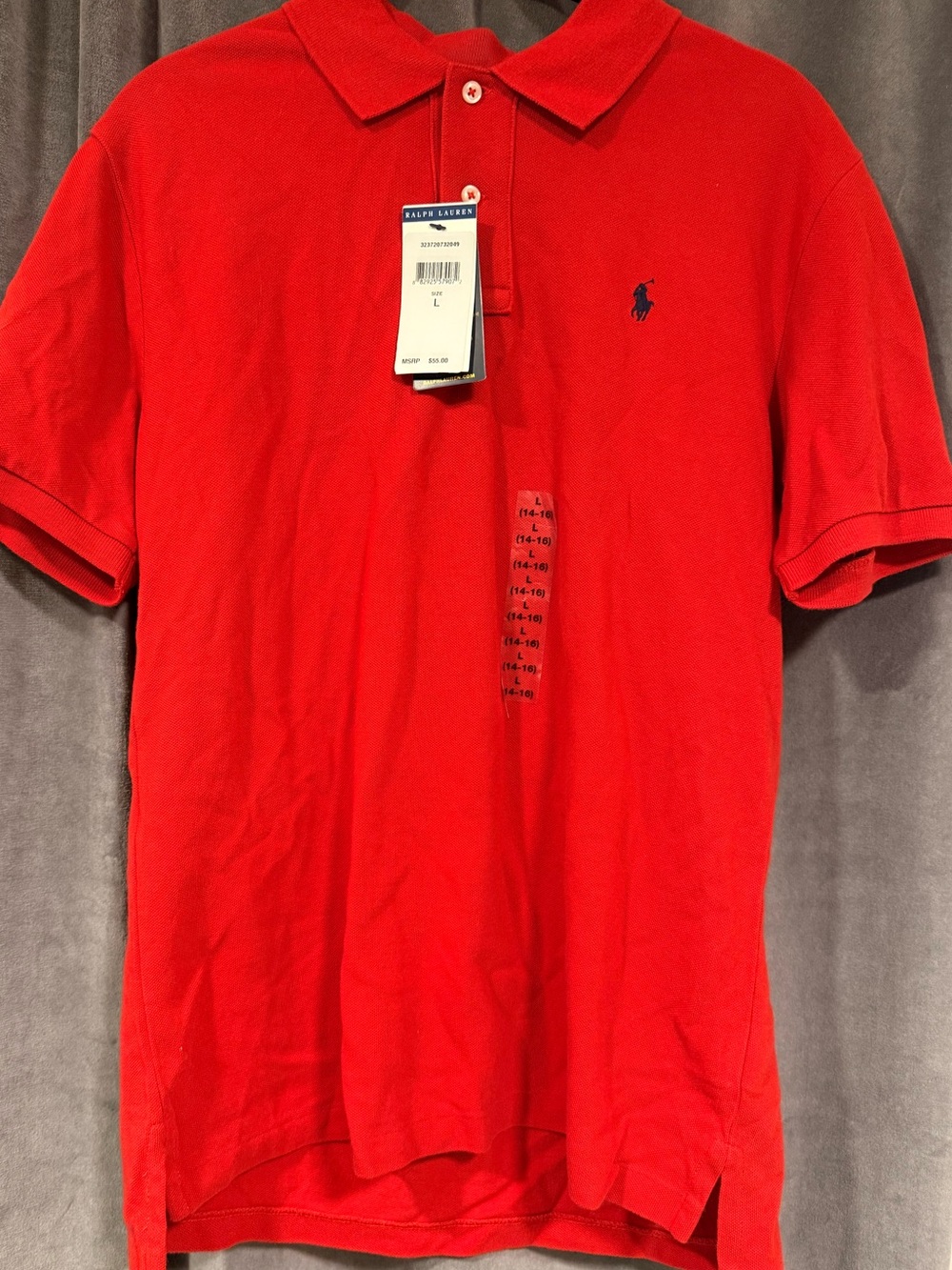 Polo Ralph Lauren Big Boys Cotton Mesh Polo Shirt (Red(2049)/ L NWT